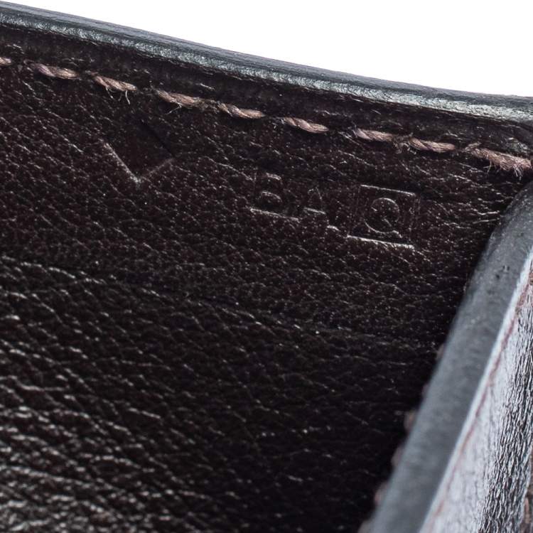 Pre Owned Hermes Ebene Swift Leather Citizen Twill Compact Wallet