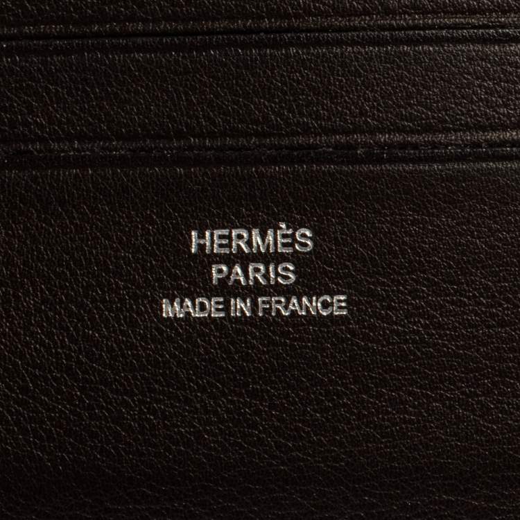 Pre Owned Hermes Ebene Swift Leather Citizen Twill Compact Wallet