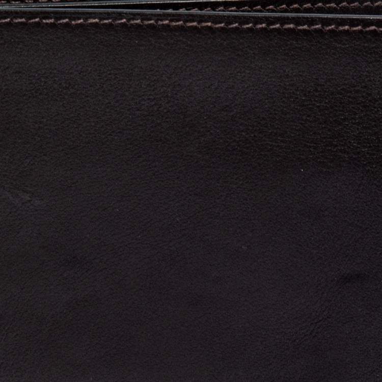 Pre Owned Hermes Ebene Swift Leather Citizen Twill Compact Wallet