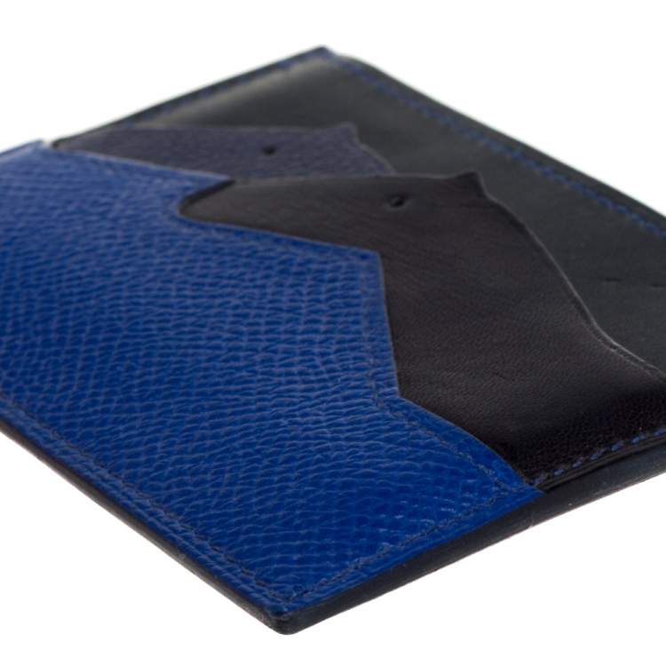مملوكة مسبقًا Hermés Blue Leather Les Petits Chevaux Card Holder
