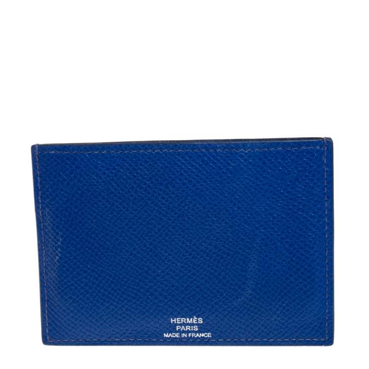 مملوكة مسبقًا Hermés Blue Leather Les Petits Chevaux Card Holder