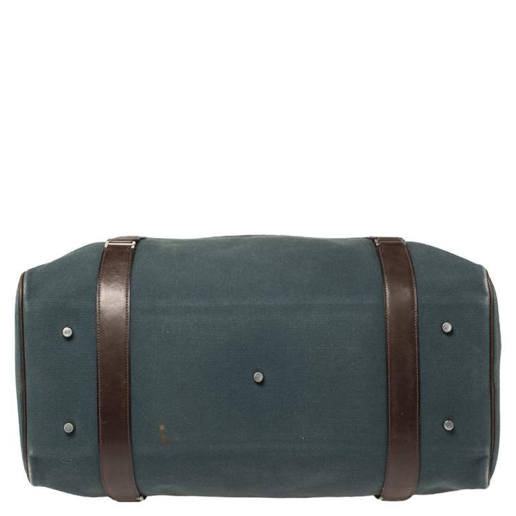 Pre Owned Hermes Blue/Brown Canvas and Leather Medium Arion Bag