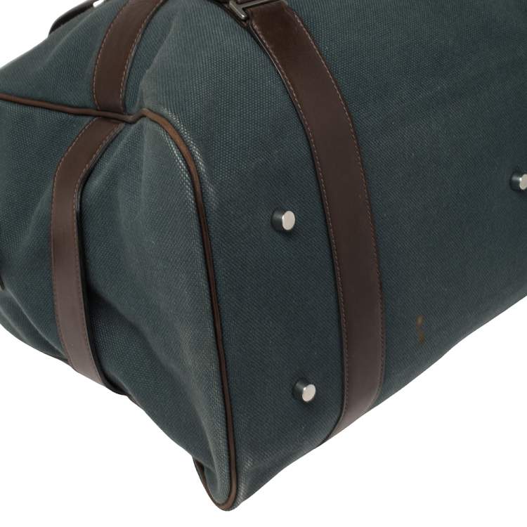 Pre Owned Hermes Blue/Brown Canvas and Leather Medium Arion Bag