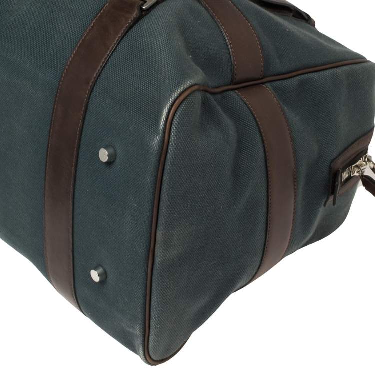 Pre Owned Hermes Blue/Brown Canvas and Leather Medium Arion Bag