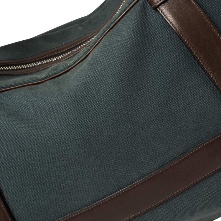 Pre Owned Hermes Blue/Brown Canvas and Leather Medium Arion Bag