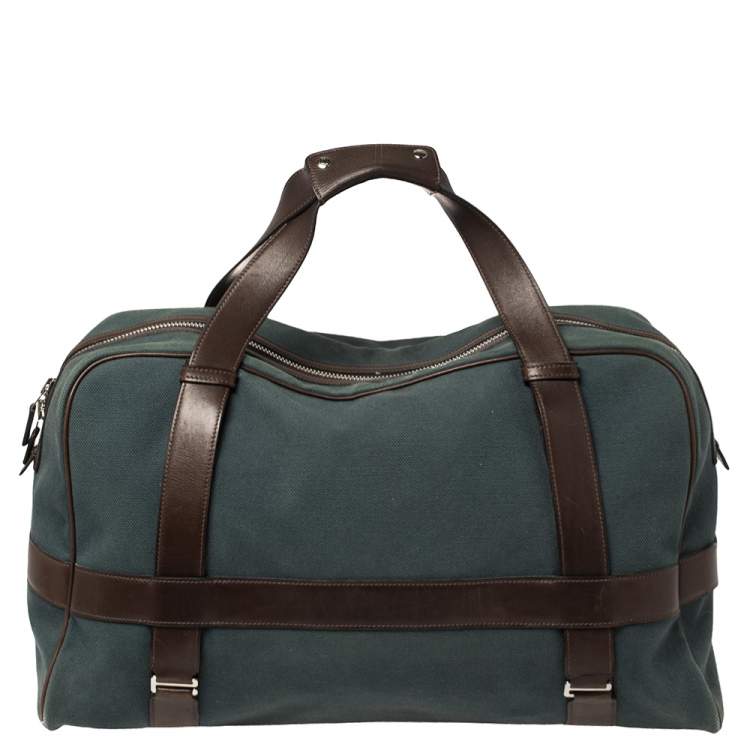 Pre Owned Hermes Blue/Brown Canvas and Leather Medium Arion Bag