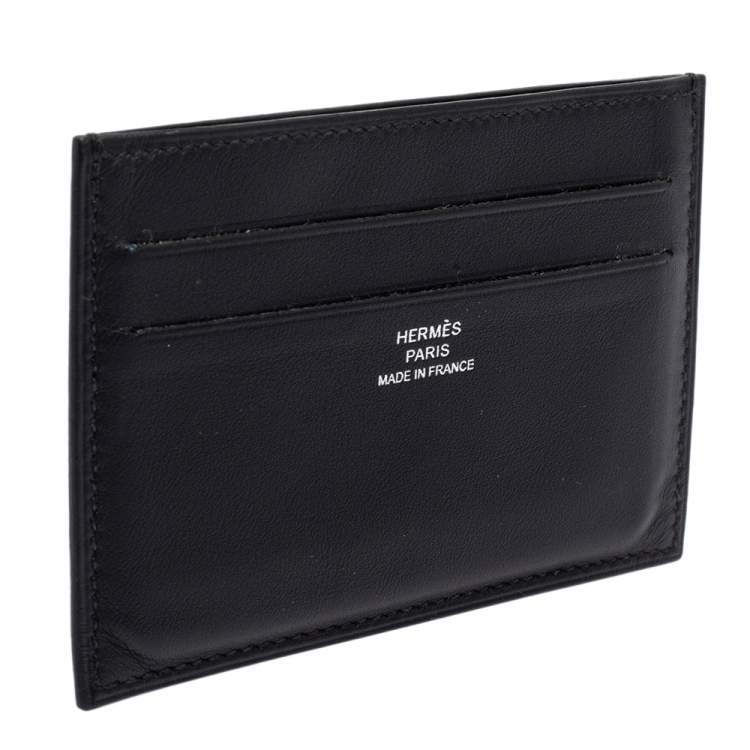 Pre Owned Hermés Noir Swift Leather Citizen Twill Card Holder
