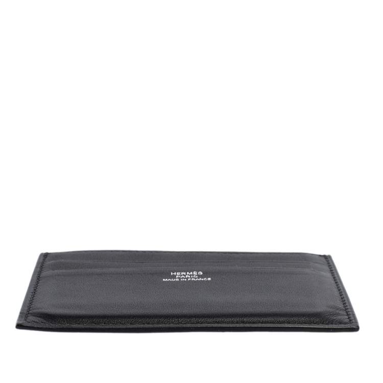 Pre Owned Hermés Noir Swift Leather Citizen Twill Card Holder