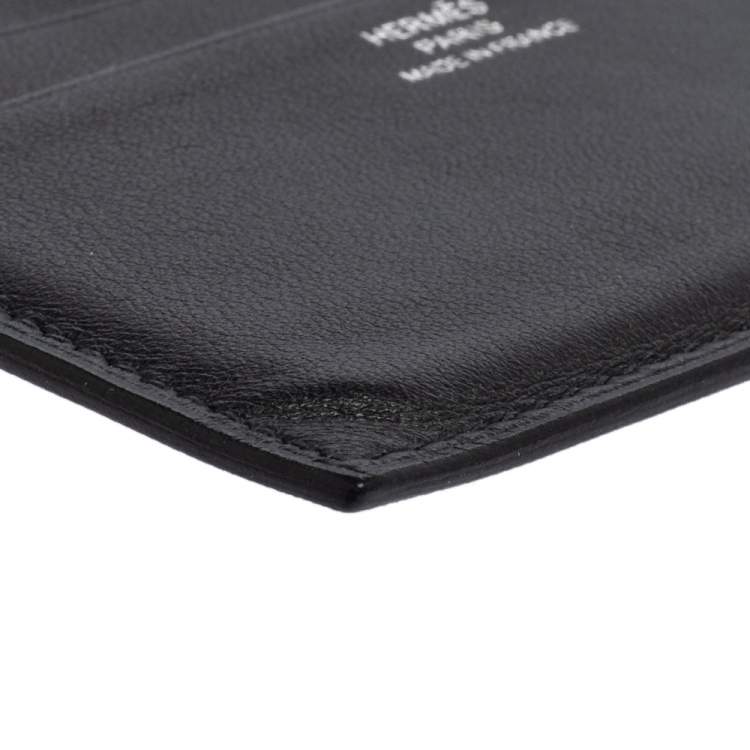 Pre Owned Hermés Noir Swift Leather Citizen Twill Card Holder