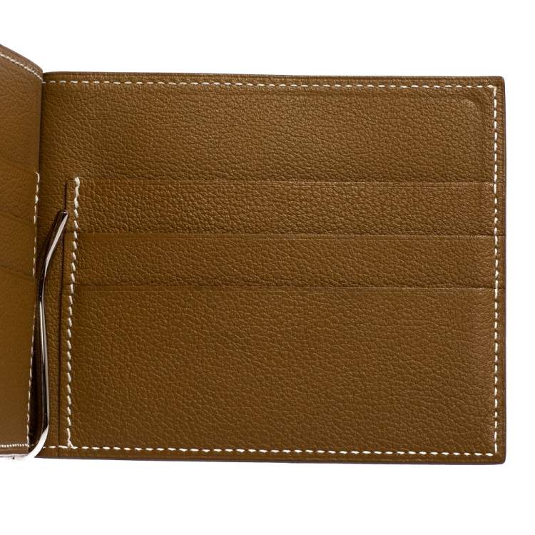 Pre Owned Hermes Kraft Evercolor Leather Poker Compact Wallet