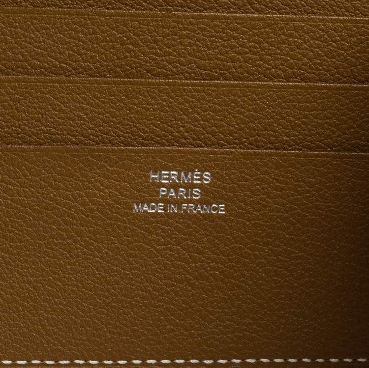 Pre Owned Hermes Kraft Evercolor Leather Poker Compact Wallet
