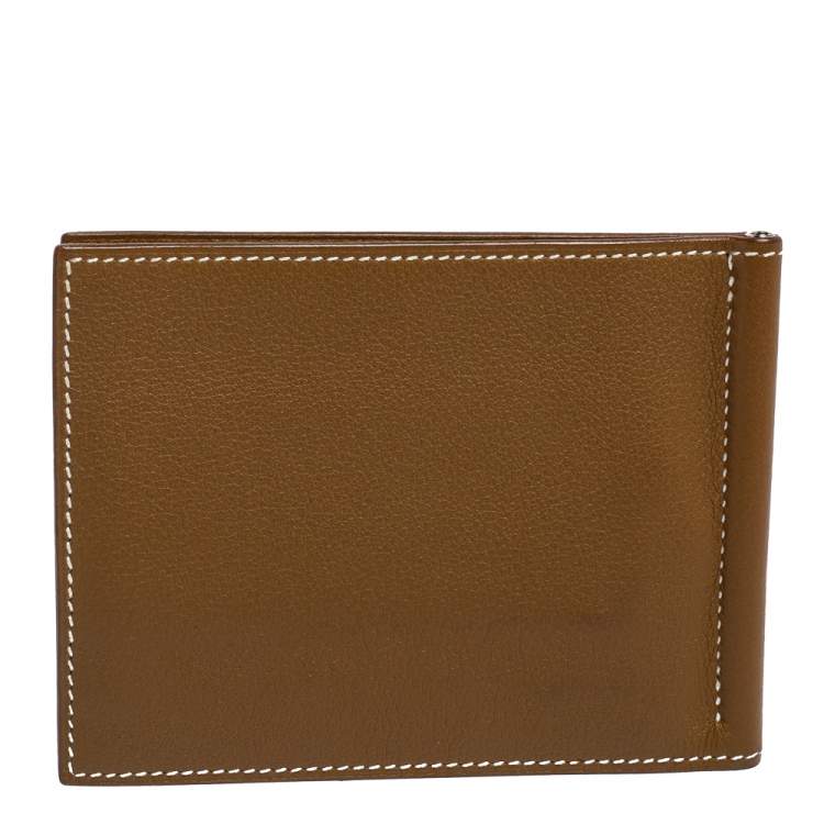 Pre Owned Hermes Kraft Evercolor Leather Poker Compact Wallet