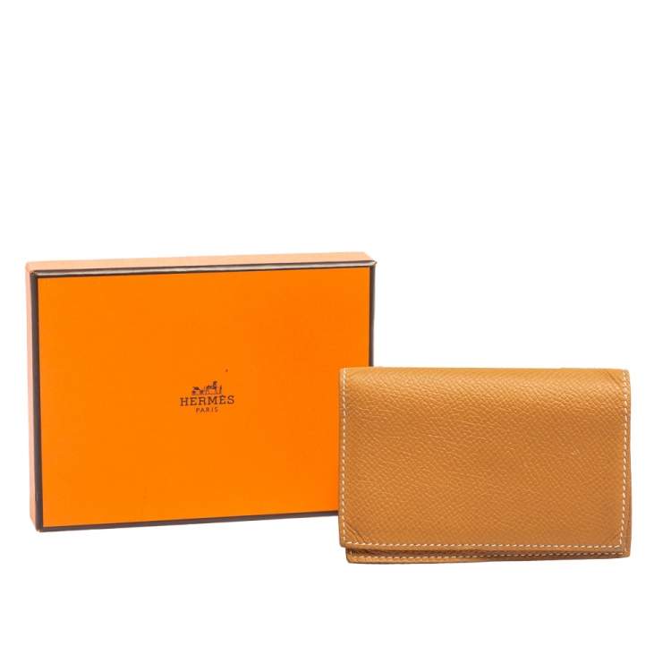 Pre Owned Hermés Natural Sable Epsom Leather Bifold Card Case
