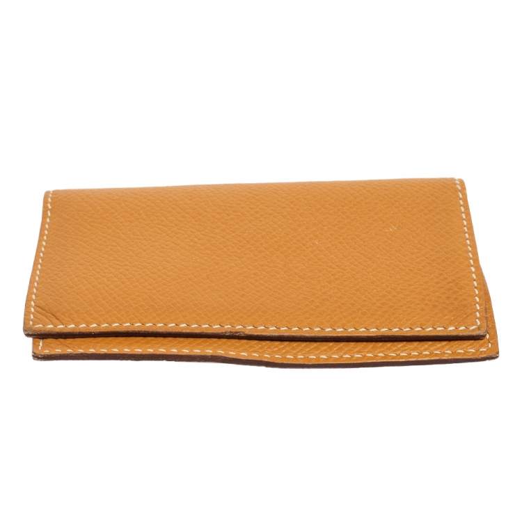 Pre Owned Hermés Natural Sable Epsom Leather Bifold Card Case