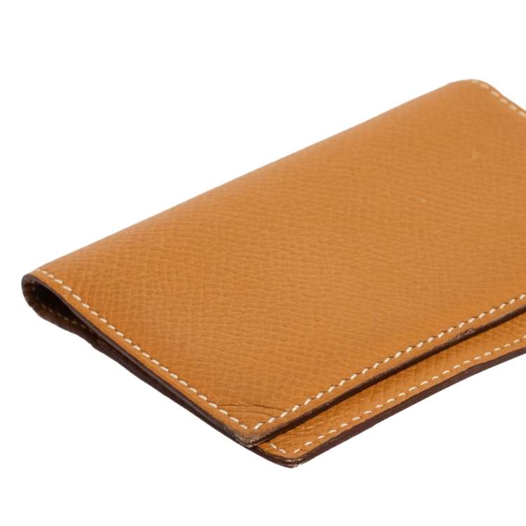 Pre Owned Hermés Natural Sable Epsom Leather Bifold Card Case