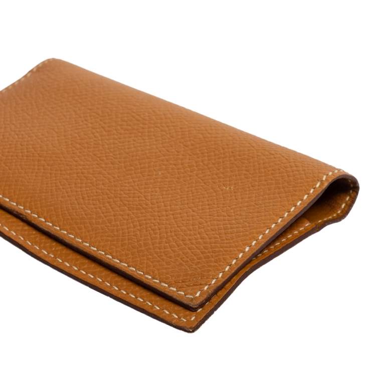 Pre Owned Hermés Natural Sable Epsom Leather Bifold Card Case