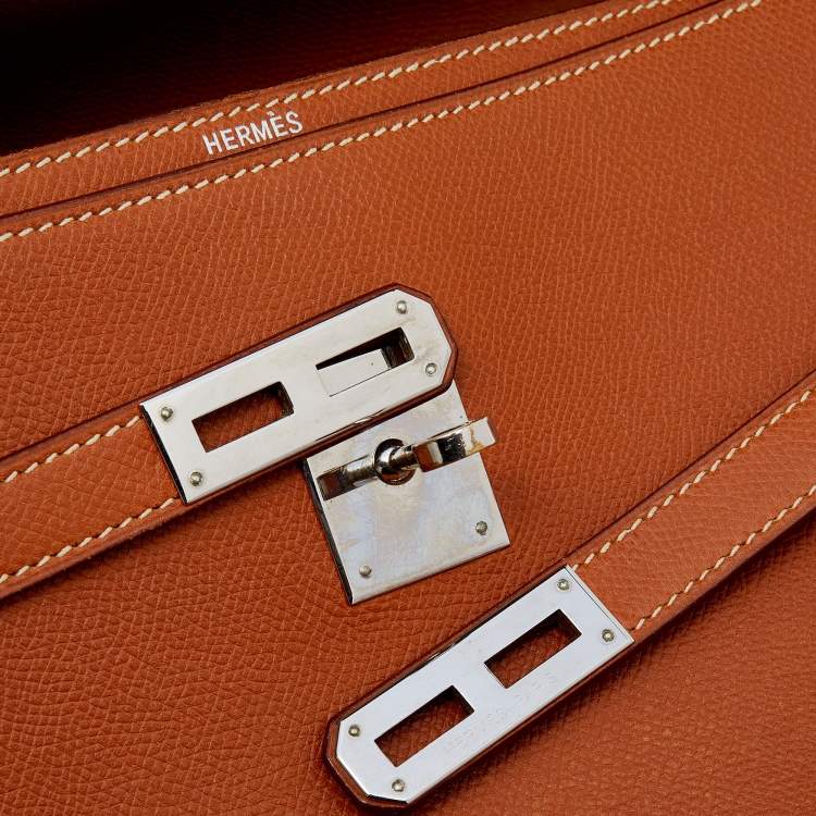 Pre Owned Hermes Gold Courchevel Leather Kelly Depeche Briefcase 38 Bag