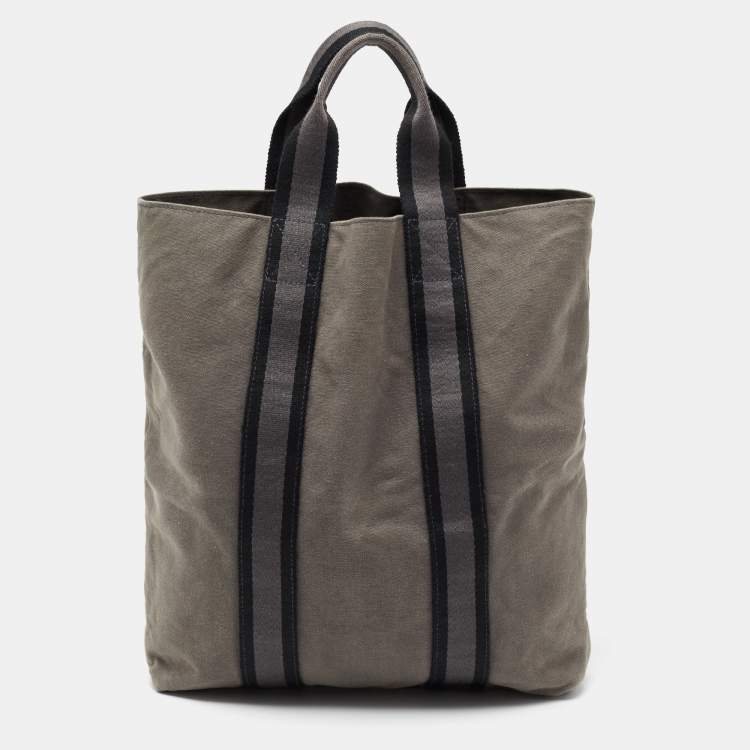 Pre Owned Hermes Grey/Black Canvas Fourre Tout Shopper Tote