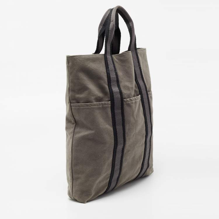 Pre Owned Hermes Grey/Black Canvas Fourre Tout Shopper Tote