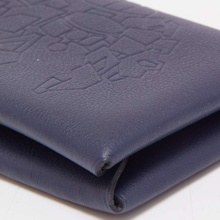 Pre Owned Hermes Blue Indigo Swift Leather Robot Calvi Card Case