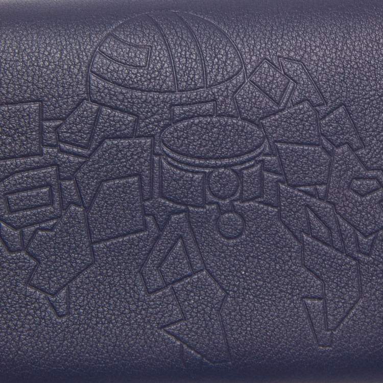 Pre Owned Hermes Blue Indigo Swift Leather Robot Calvi Card Case