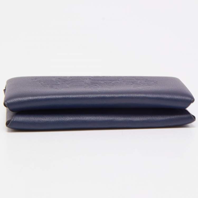 Pre Owned Hermes Blue Indigo Swift Leather Robot Calvi Card Case