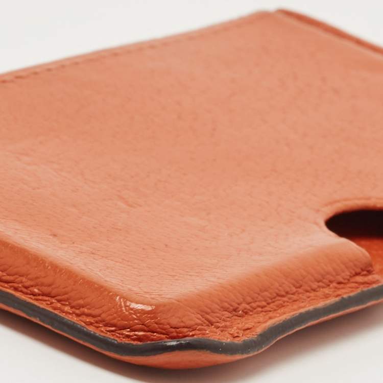 Pre Owned Hermes Orange Chere Mysore Leather Porquerolles Card Case