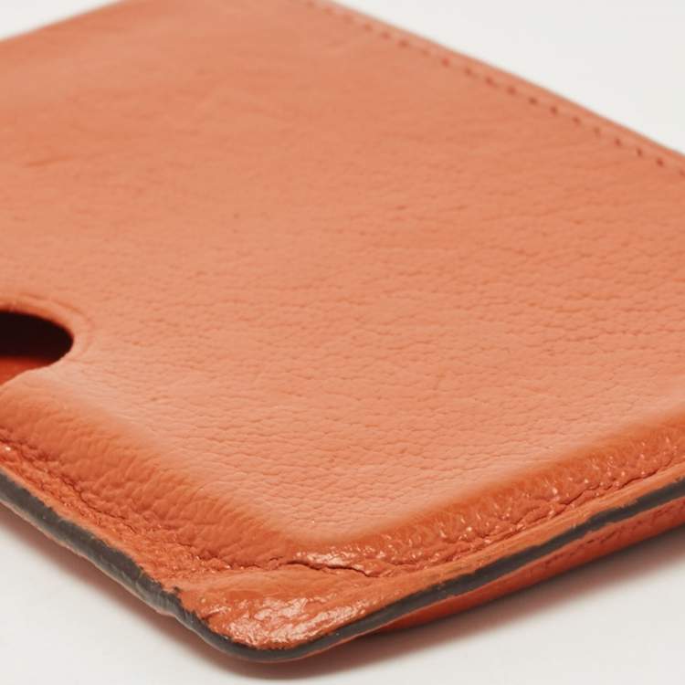 Pre Owned Hermes Orange Chere Mysore Leather Porquerolles Card Case