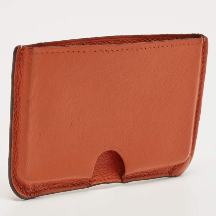 Pre Owned Hermes Orange Chere Mysore Leather Porquerolles Card Case
