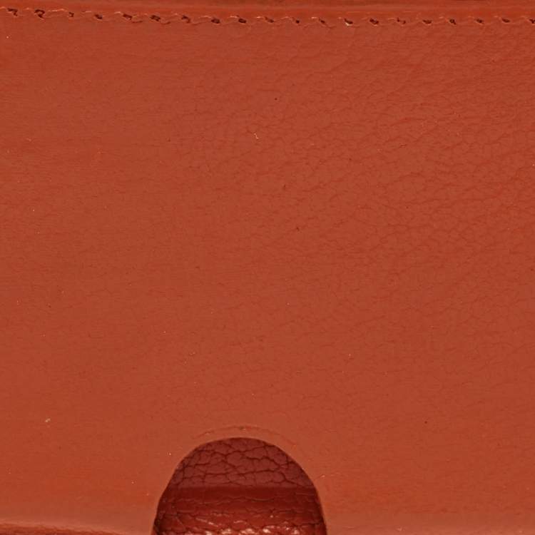 Pre Owned Hermes Orange Chere Mysore Leather Porquerolles Card Case