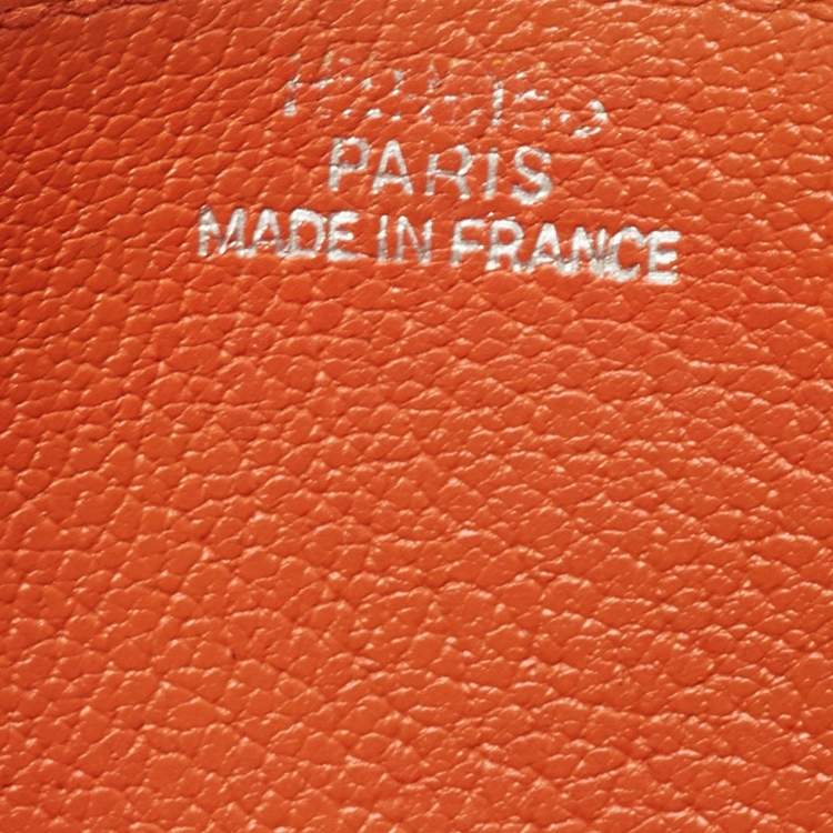 Pre Owned Hermes Orange Chere Mysore Leather Porquerolles Card Case
