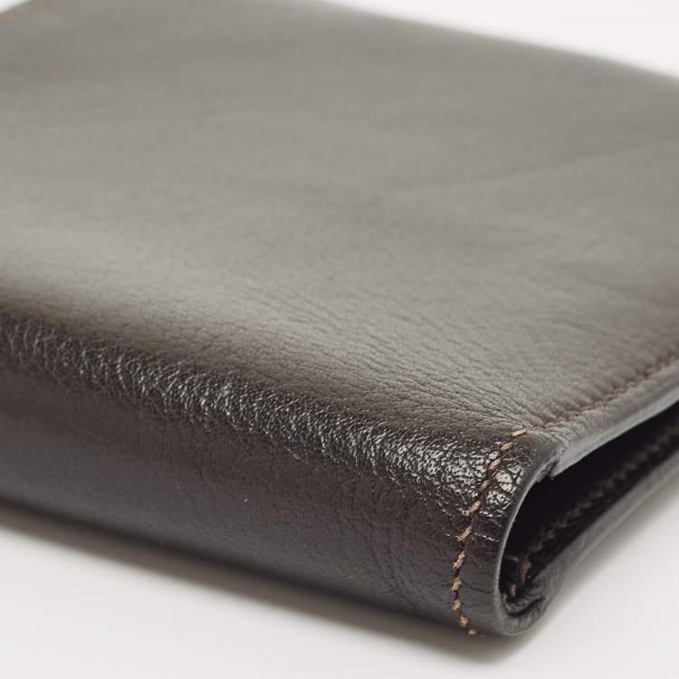 Pre Owned Hermes Macassar Evergrain Leather Vintage Bifold Wallet