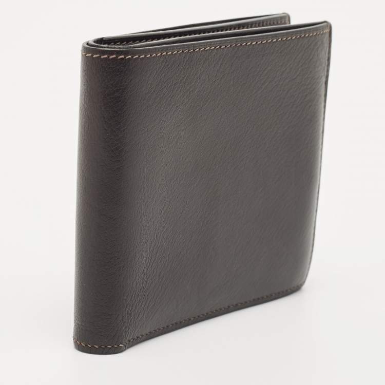 Pre Owned Hermes Macassar Evergrain Leather Vintage Bifold Wallet