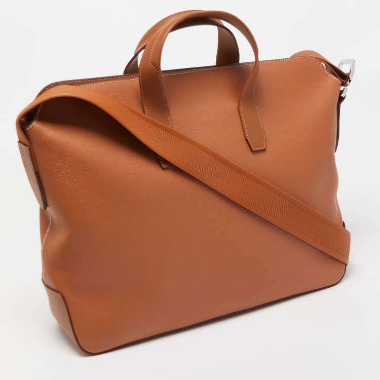 Pre Owned Hermes Gold Evercolor Leather Citynews Briefcase 