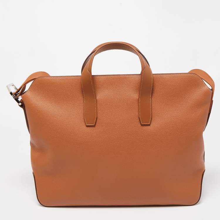 Pre Owned Hermes Gold Evercolor Leather Citynews Briefcase 