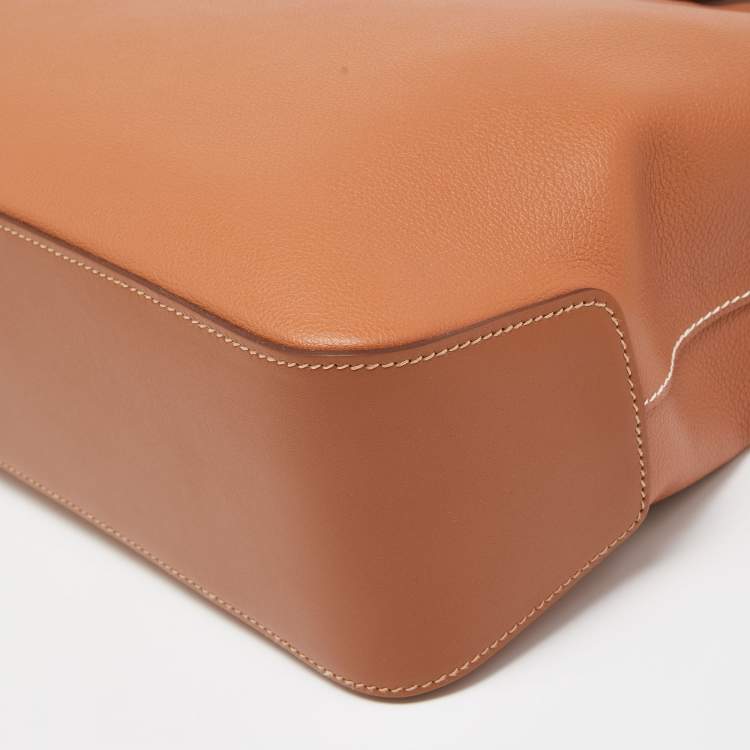 Pre Owned Hermes Gold Evercolor Leather Citynews Briefcase 