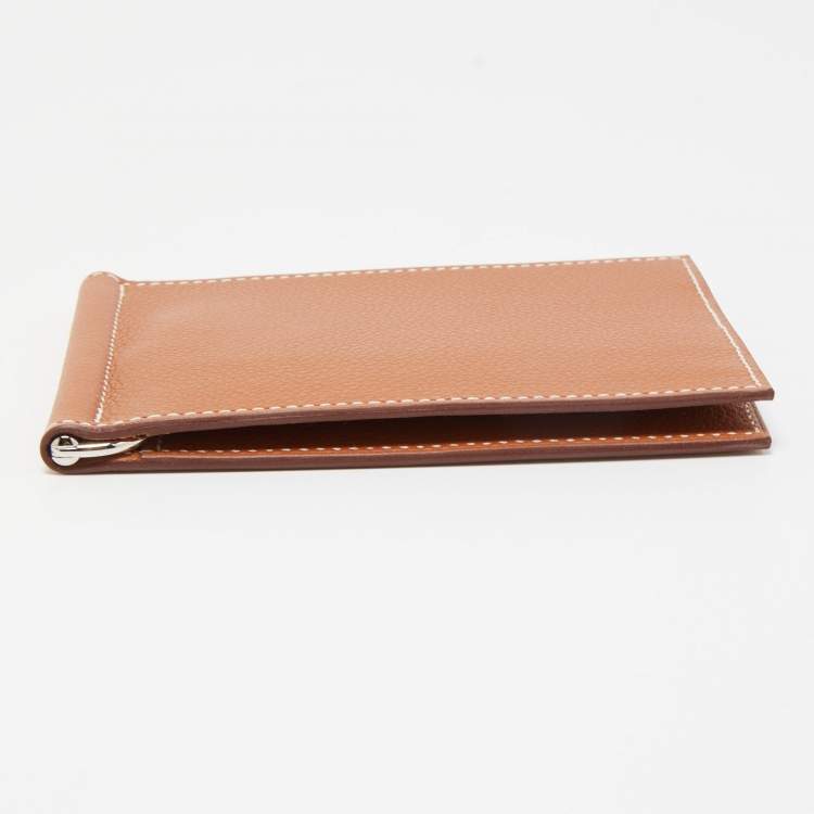 Pre Owned Hermès Gold Evercolor Leather Poker Compact Wallet