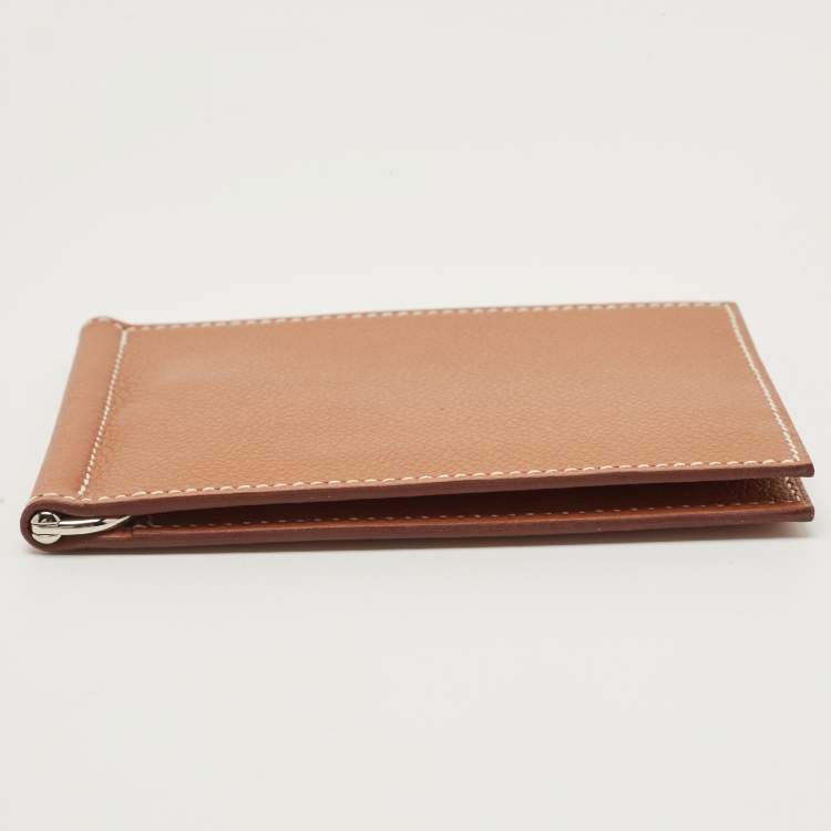 Pre Owned Hermes Gold Evercolor Leather Poker Compact Wallet