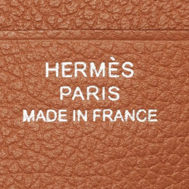 Pre Owned Hermes Gold Evercolor Leather Poker Compact Wallet