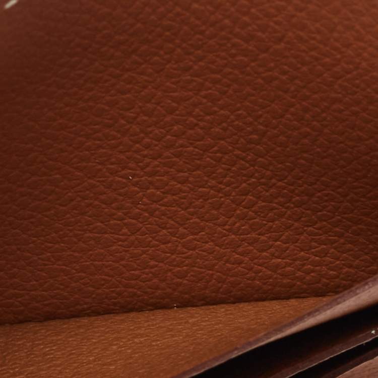 Pre Owned Hermes Gold Evercolor Leather Poker Compact Wallet