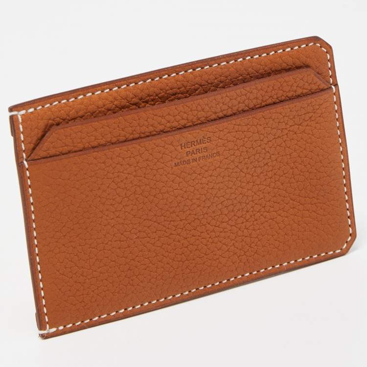 Pre Owned Hermes Fauve Barenia Faubourg Leather City 4CC Card Holder
