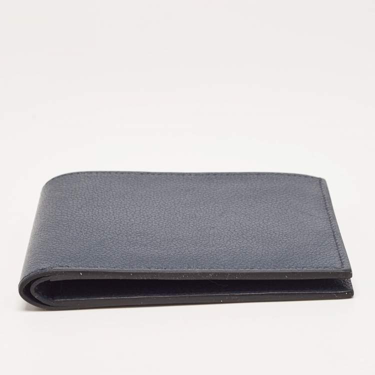 Pre Owned Hermes Blue de Malte Evercolor Leather Citizen Twill Compact Wallet