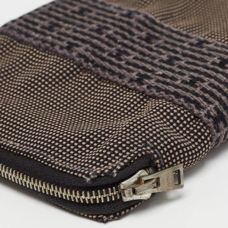 Pre Owned Hermes Grey Canvas Herline Zip Wallet 