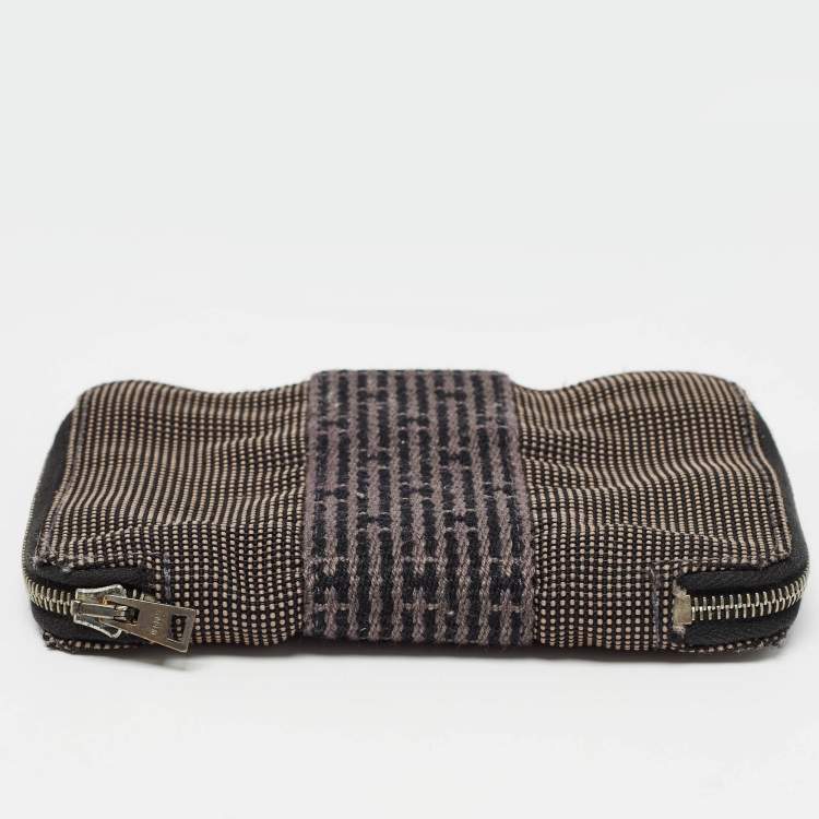 Pre Owned Hermes Grey Canvas Herline Zip Wallet 