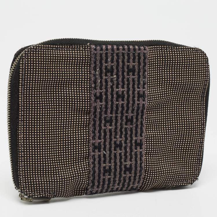 Pre Owned Hermes Grey Canvas Herline Zip Wallet 