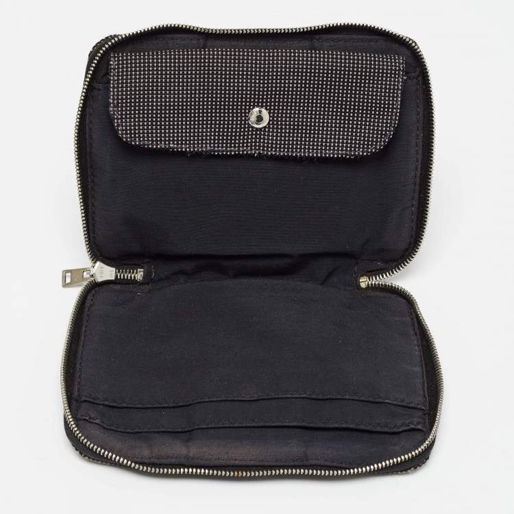 Pre Owned Hermes Grey Canvas Herline Zip Wallet 