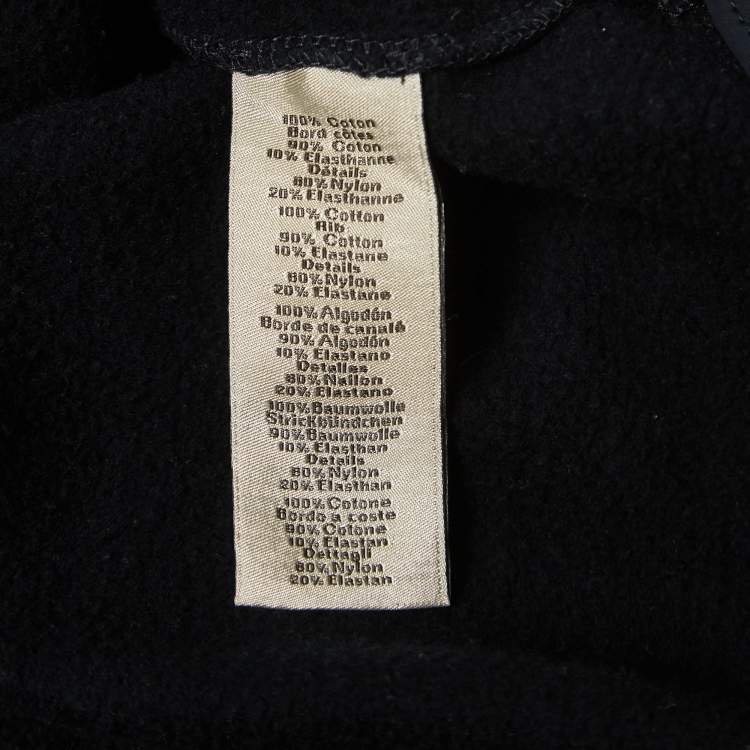 Pre Owned Hermes Navy Blue Cotton Knit Nylon Patch Detail Sweatshirt L