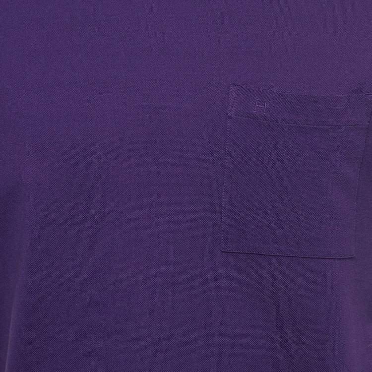 Pre Owned Hermes Purple Cotton Pique Round Neck T-Shirt M