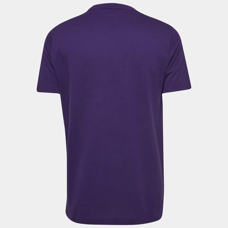 Pre Owned Hermes Purple Cotton Pique Round Neck T-Shirt M