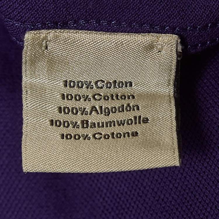 Pre Owned Hermes Purple Cotton Pique Round Neck T-Shirt M